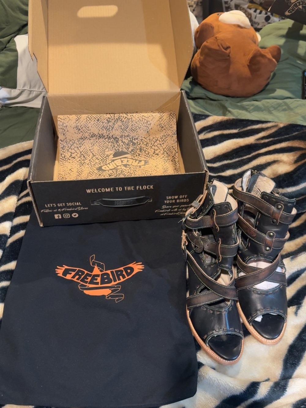 Freebird by Steven Black Brown Strappy Ankle Booties with Buckles